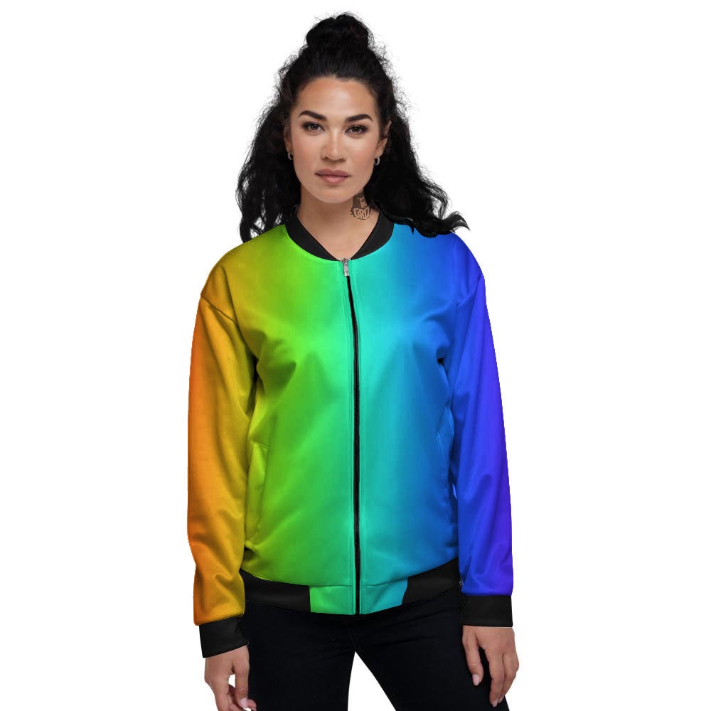 Shades Rainbow Print Pattern Women's Bomber Jacket-grizzshop