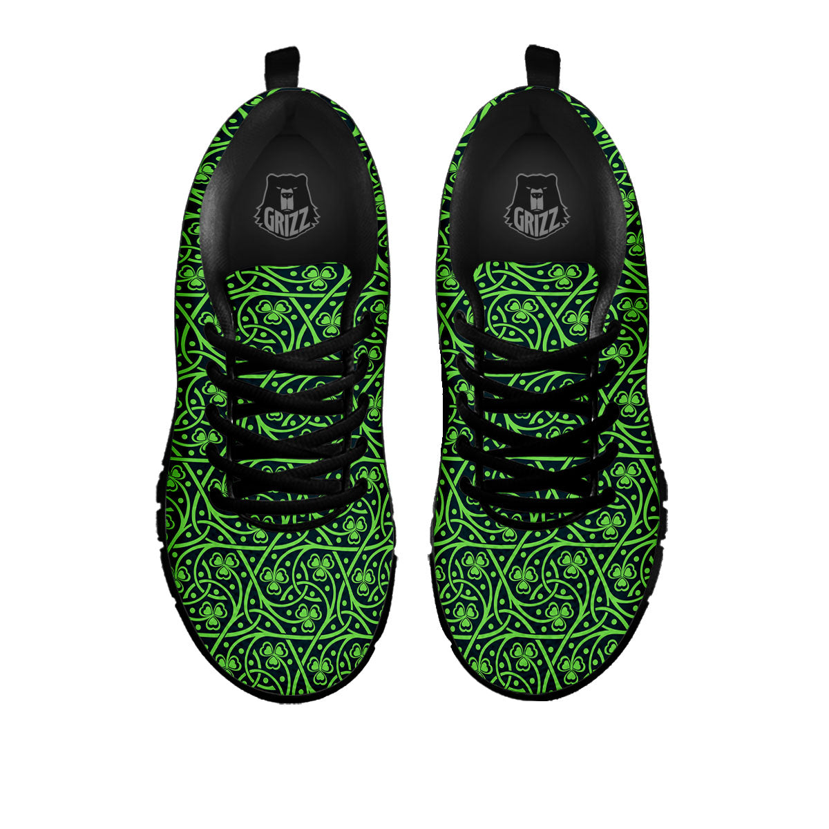 Shamrock Irish Print Pattern Black Sneaker-grizzshop