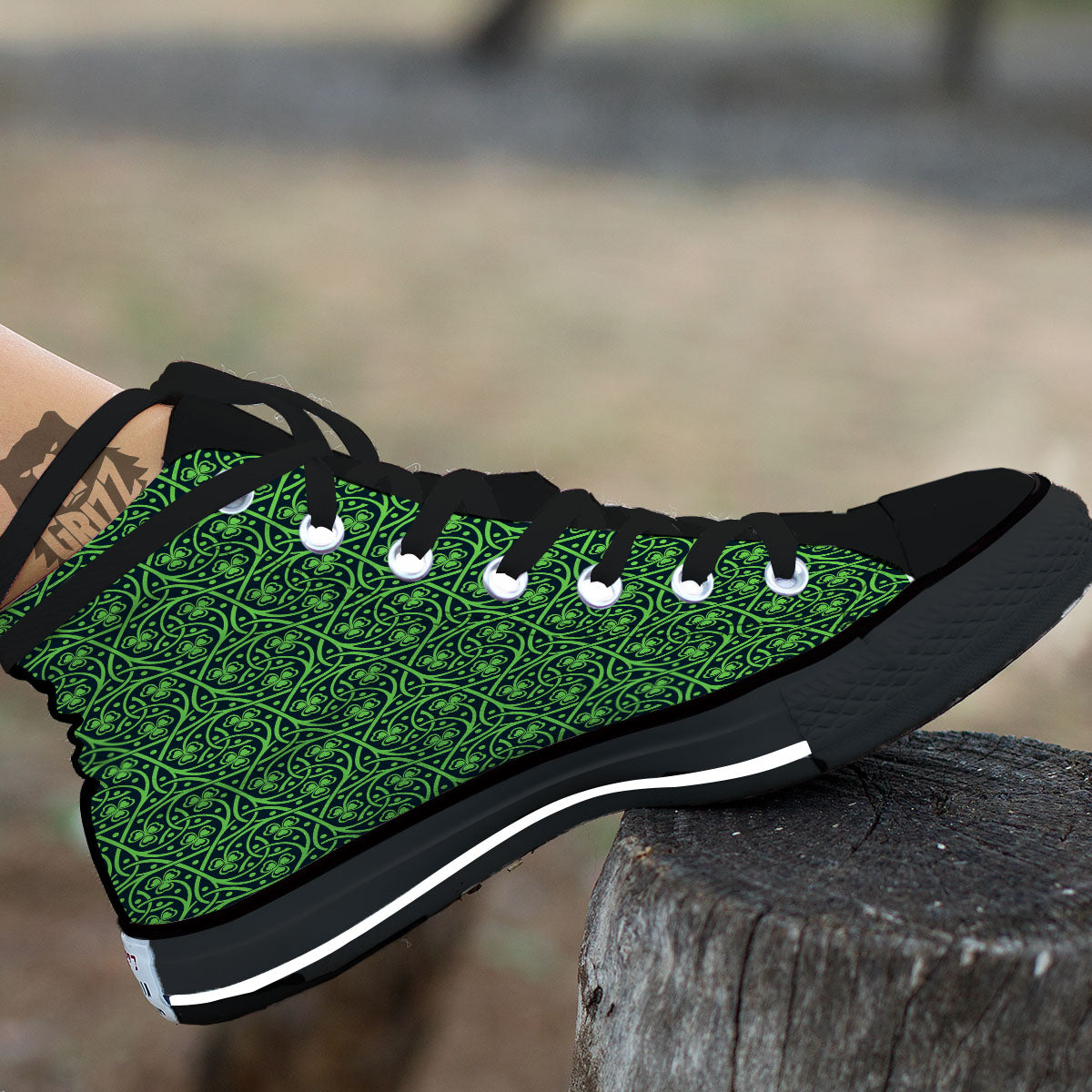 Shamrock Irish Print Pattern High Top Shoes-grizzshop