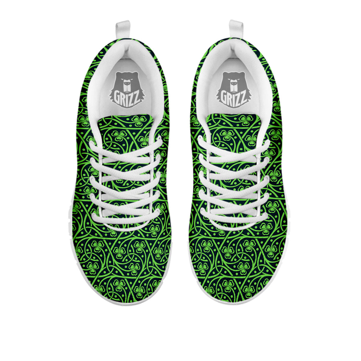 Shamrock Irish Print Pattern White Sneaker-grizzshop
