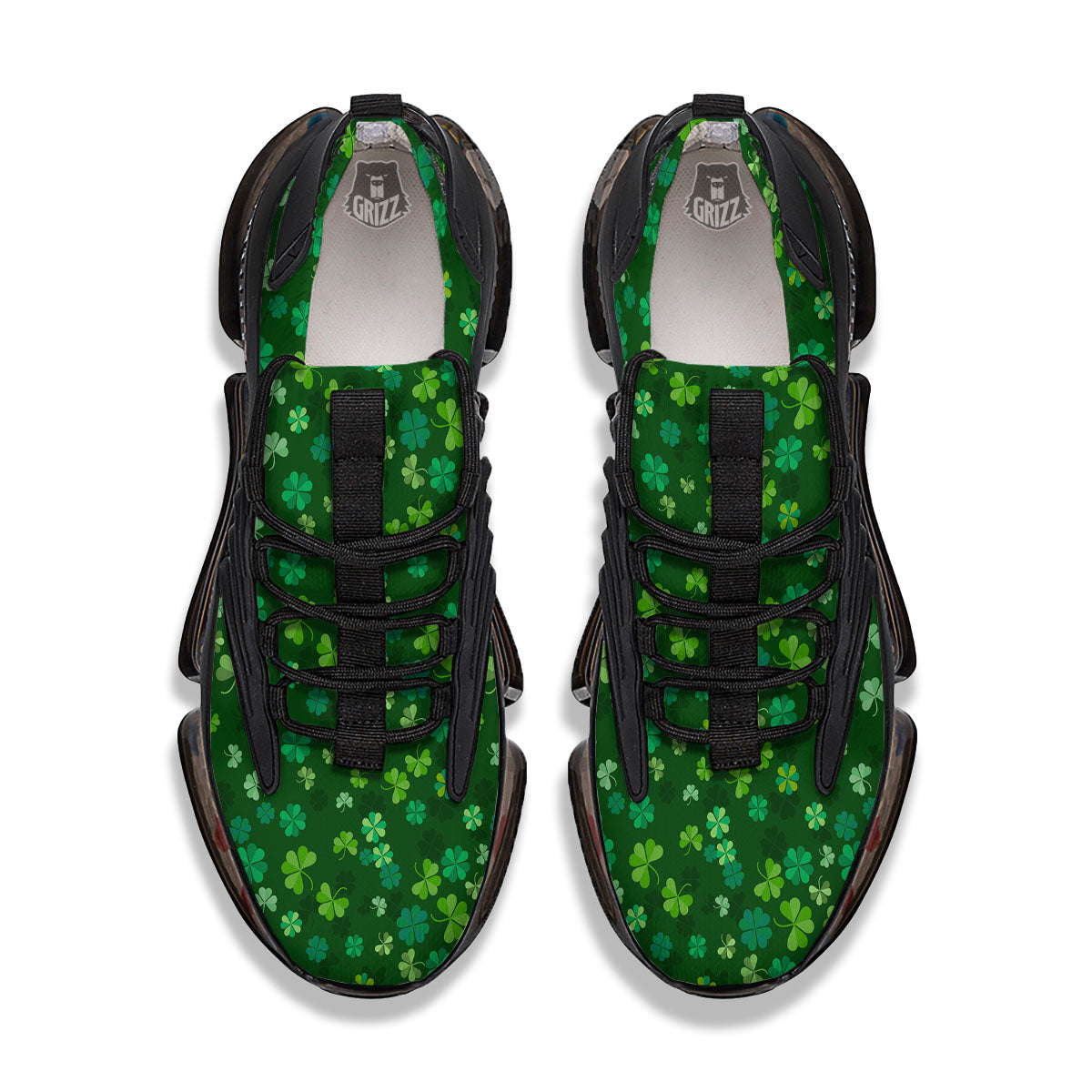 Shamrock Leaf Green Print Pattern Black Gym Shoes-grizzshop