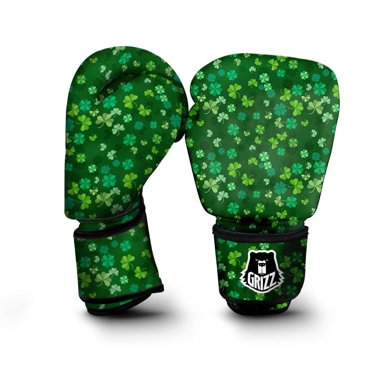 Shamrock Leaf Green Print Pattern Boxing Gloves-grizzshop
