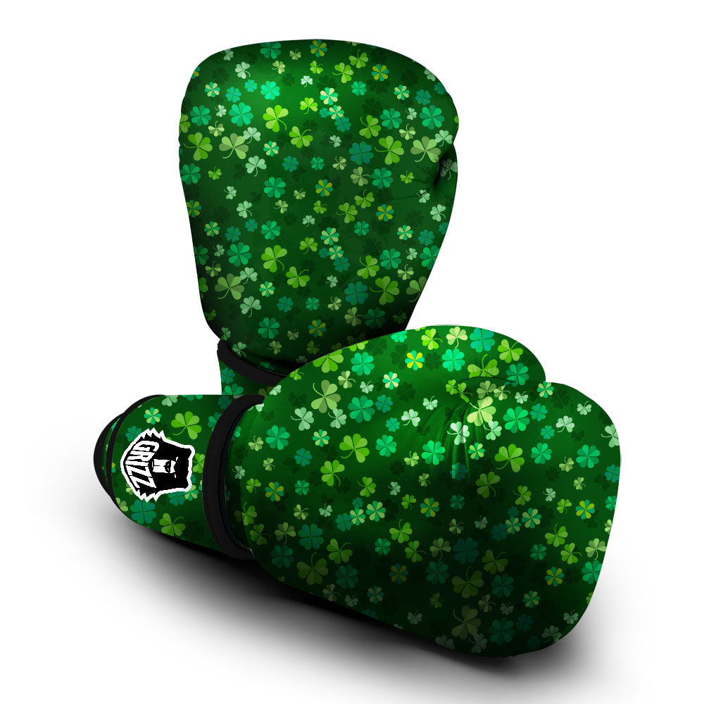 Shamrock Leaf Green Print Pattern Boxing Gloves-grizzshop