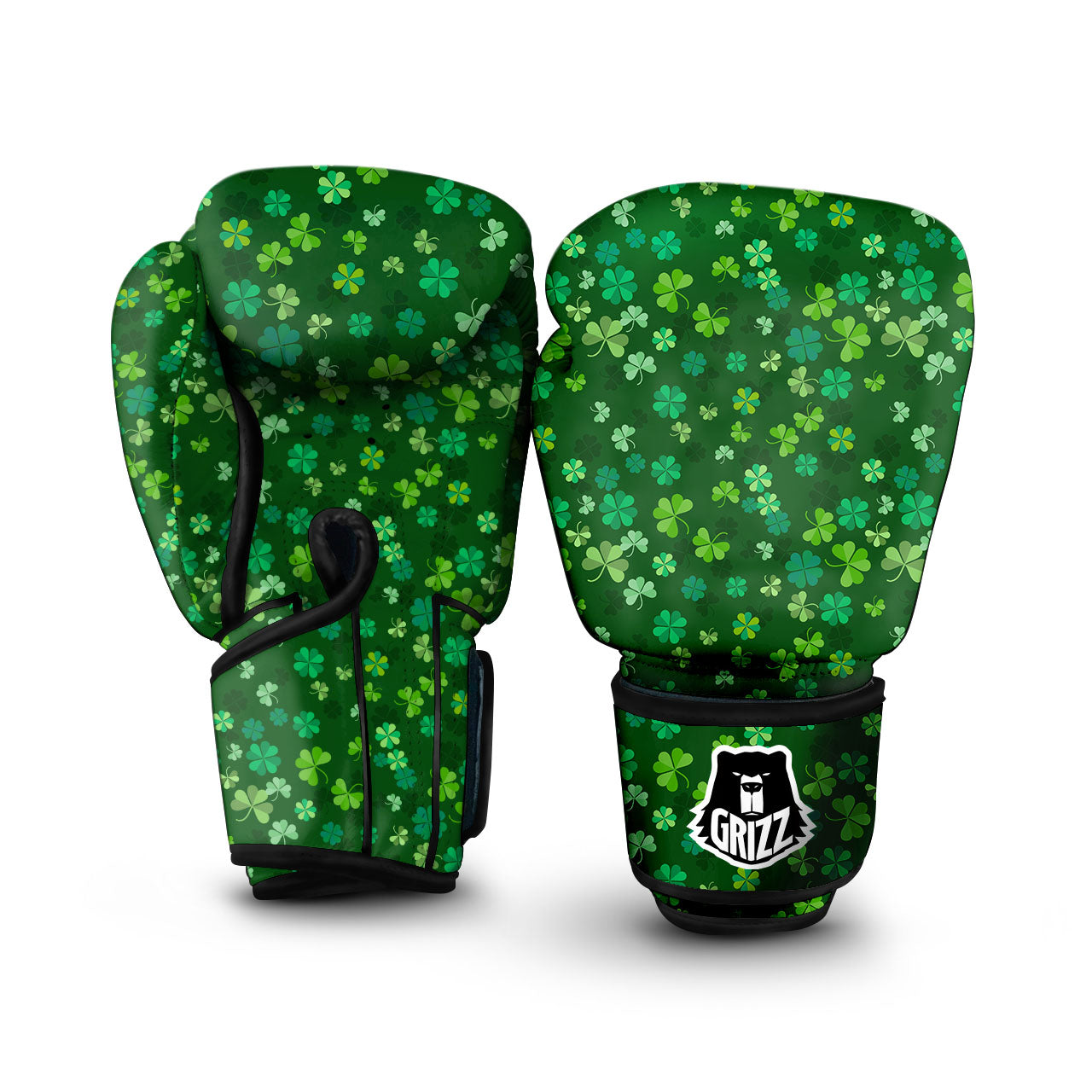 Shamrock Leaf Green Print Pattern Boxing Gloves-grizzshop