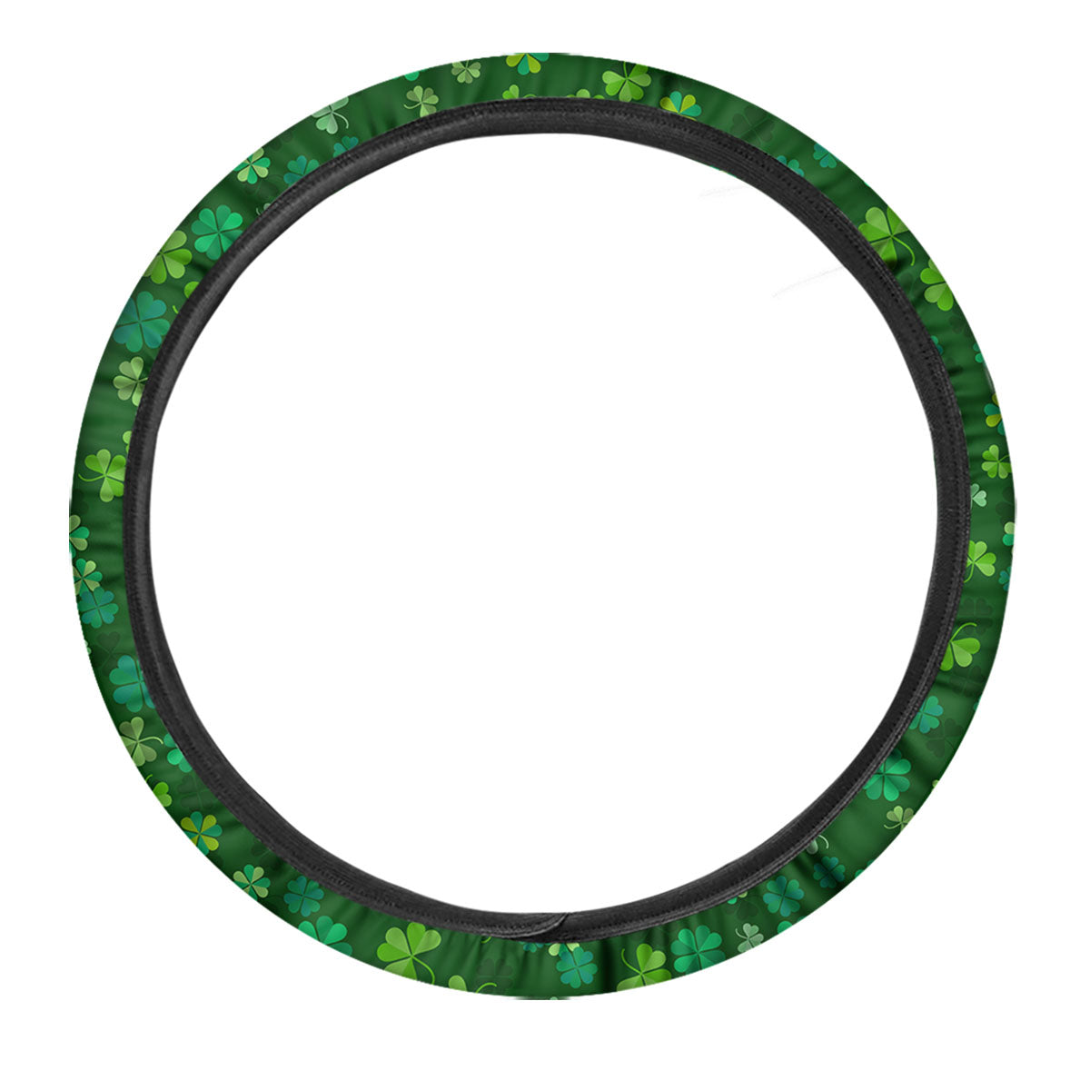 Shamrock Leaf Green Print Pattern Car Steering Wheel Cover-grizzshop
