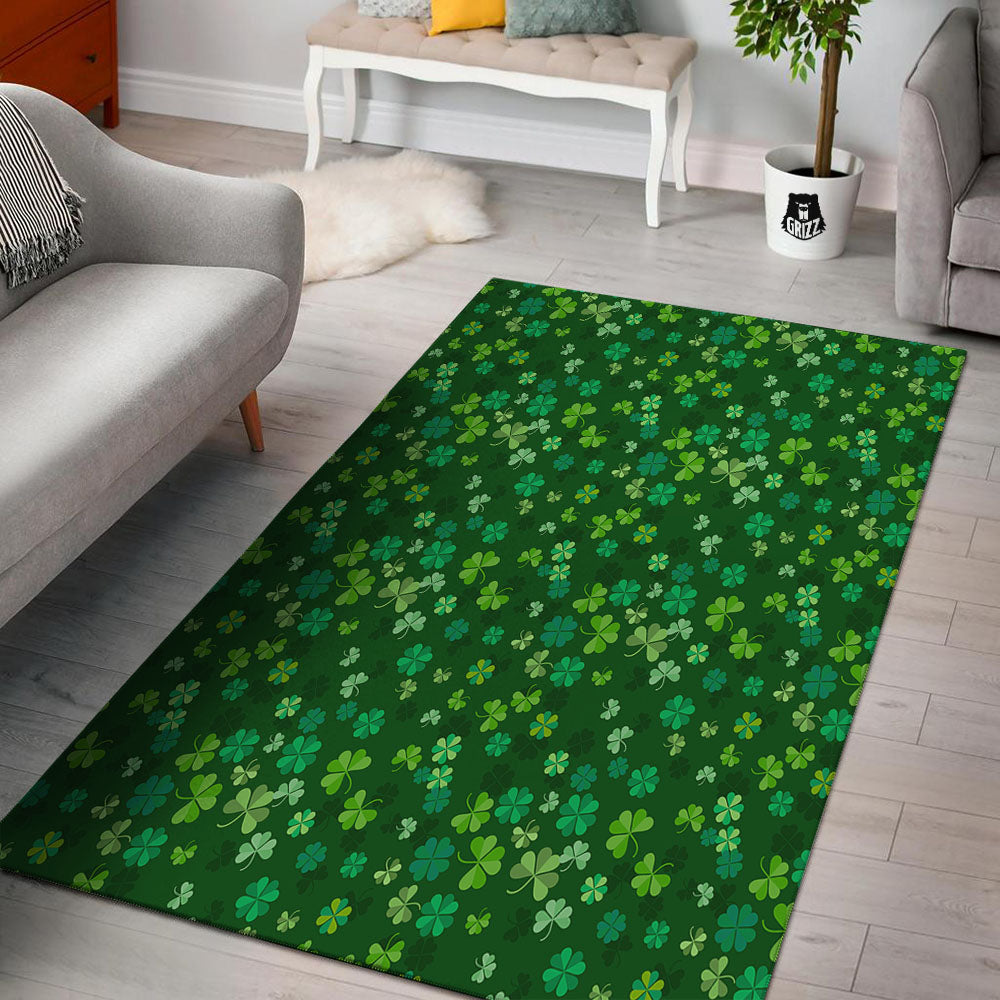 Shamrock Leaf Green Print Pattern Floor Mat-grizzshop
