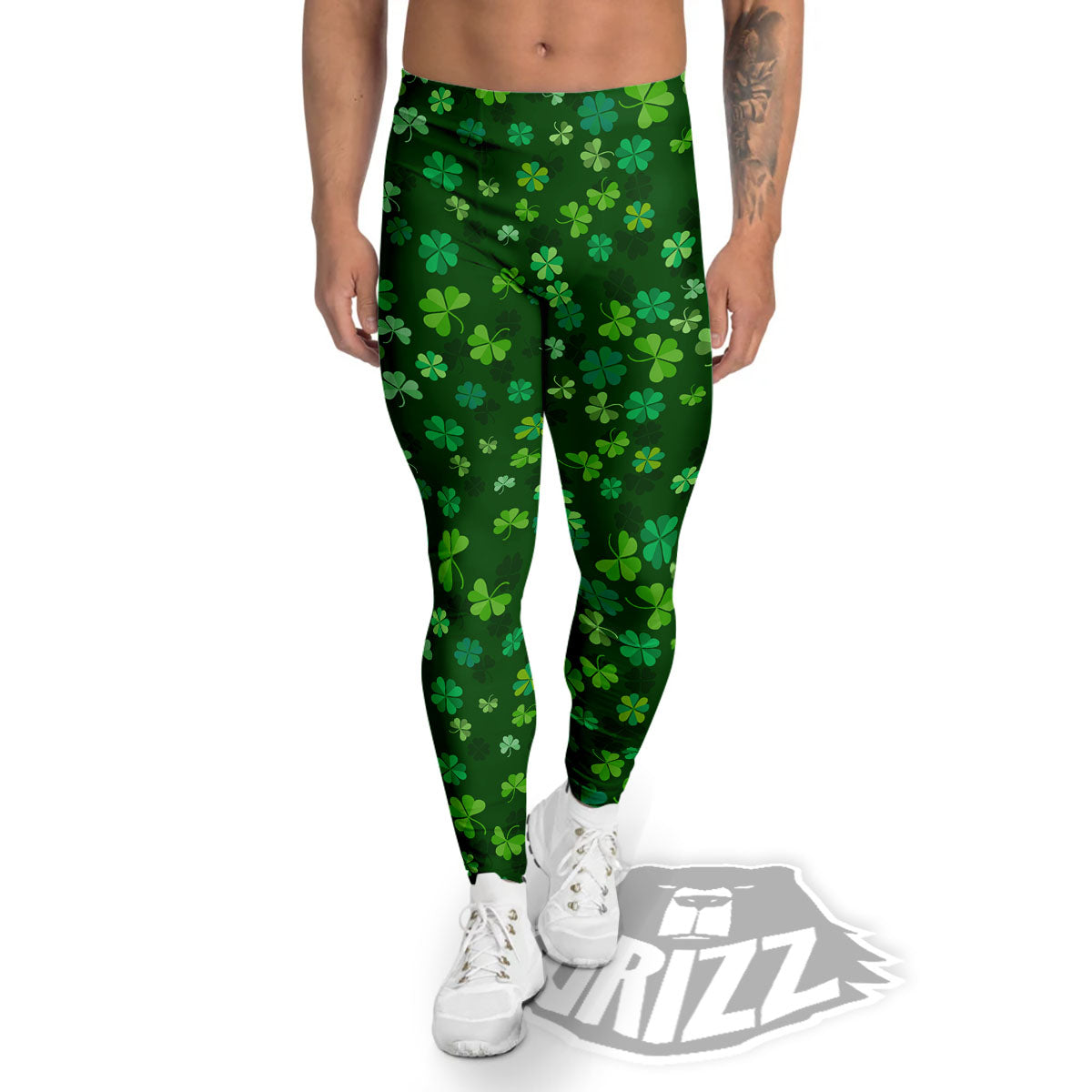 Shamrock Leaf Green Print Pattern Men's Leggings-grizzshop
