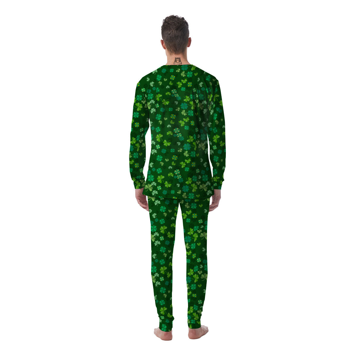 Shamrock Leaf Green Print Pattern Men's Pajamas-grizzshop