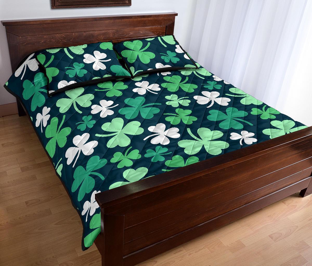 Shamrock Pattern Print Bed Set Quilt-grizzshop