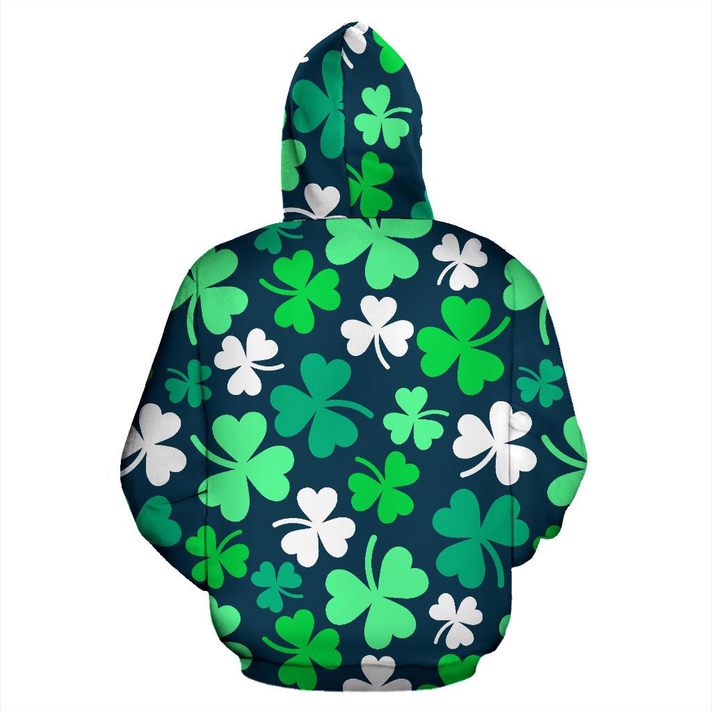 Shamrock Pattern Print Men Women Pullover Hoodie-grizzshop