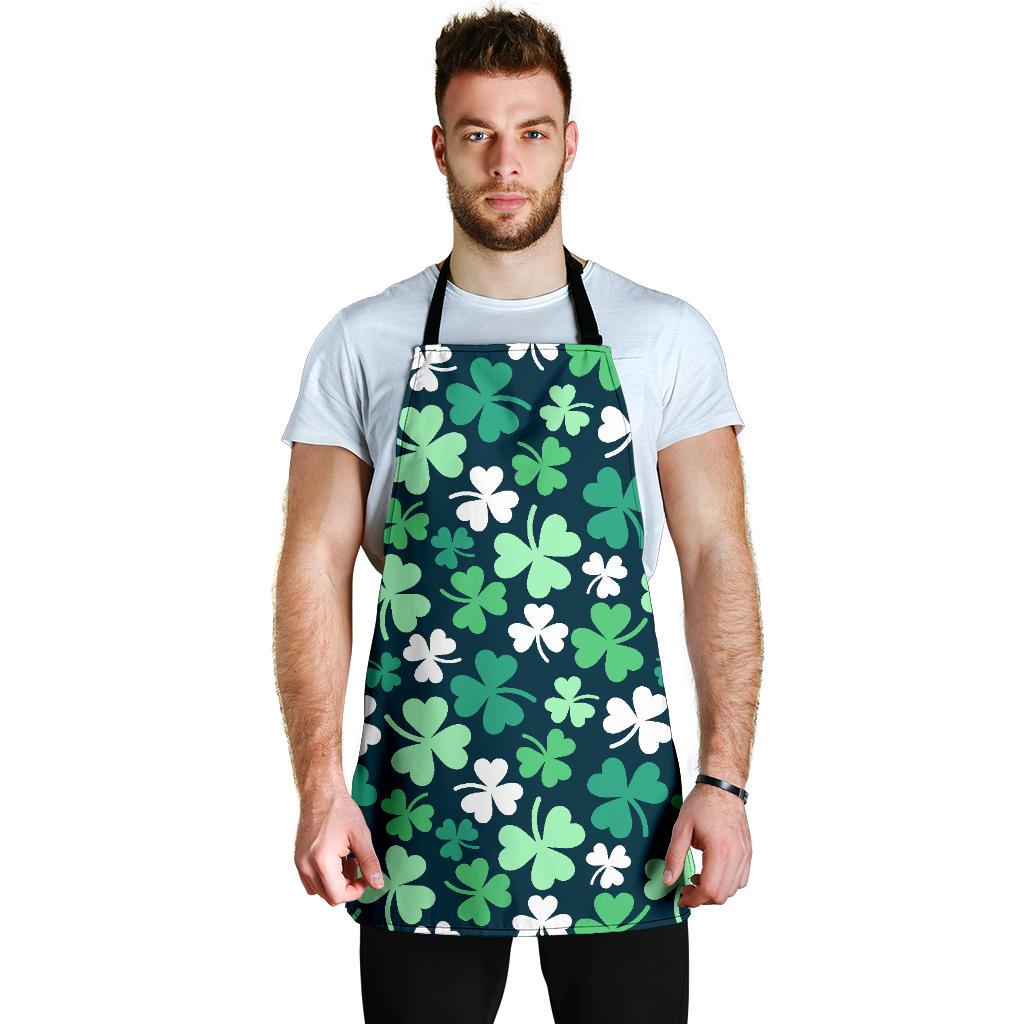 Shamrock Pattern Print Men's Apron-grizzshop