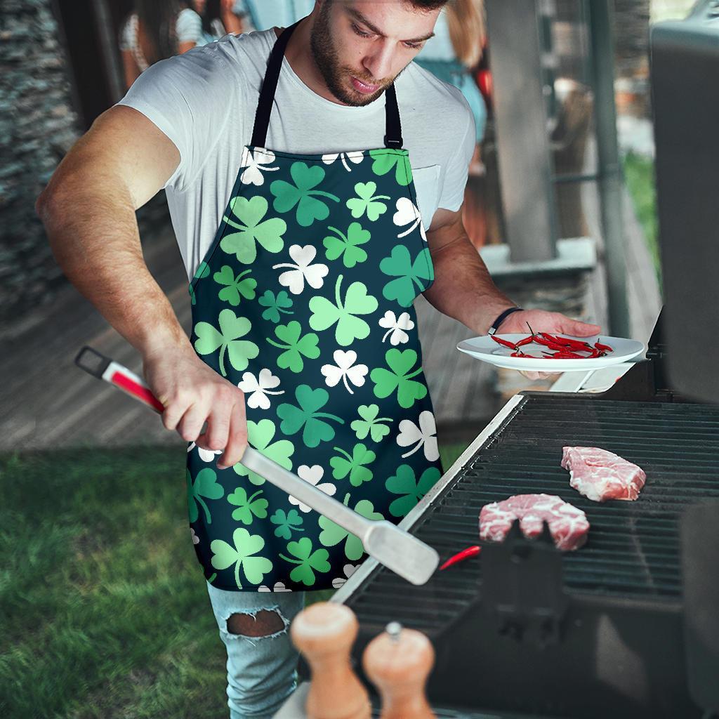 Shamrock Pattern Print Men's Apron-grizzshop