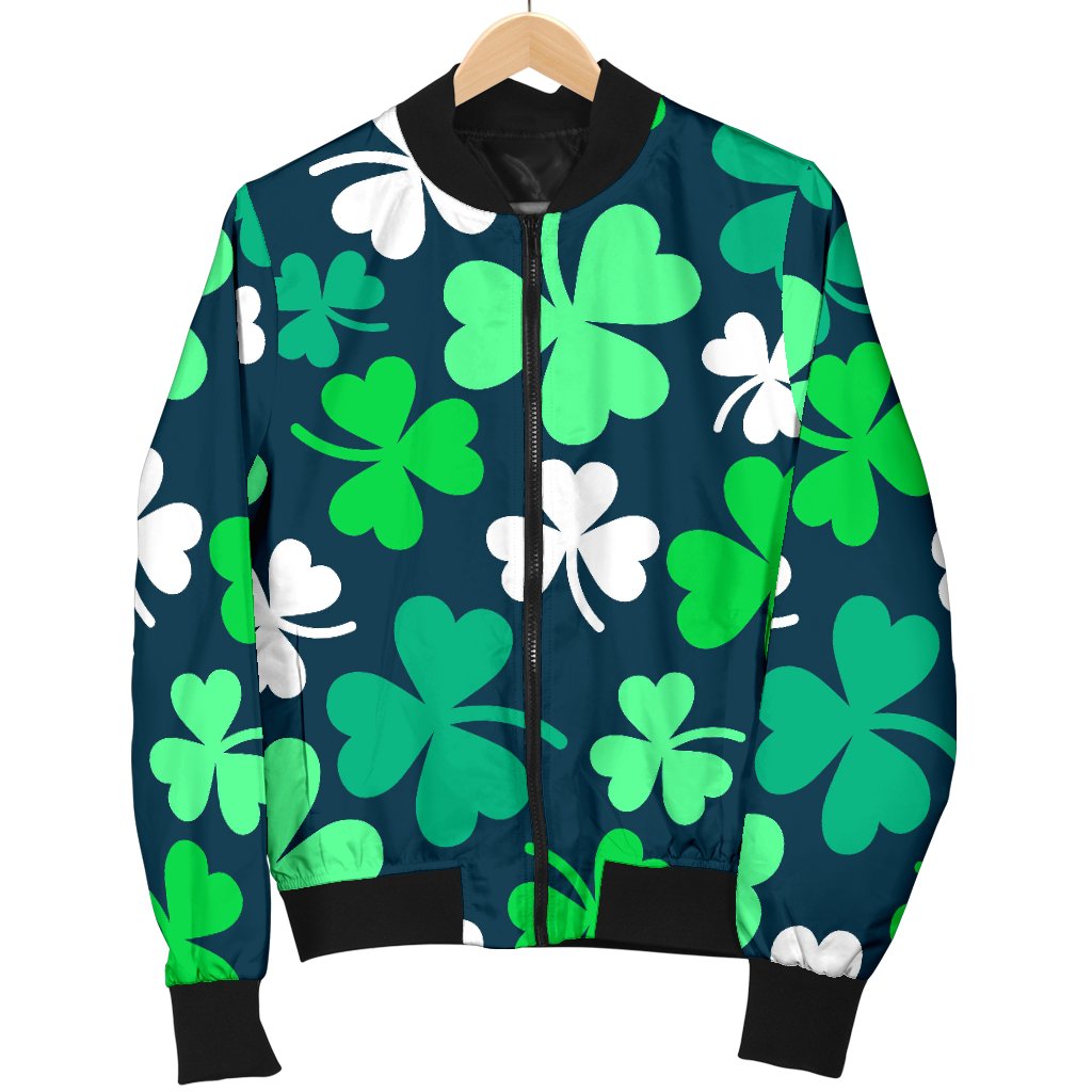 Shamrock Pattern Print Men's Bomber Jacket-grizzshop