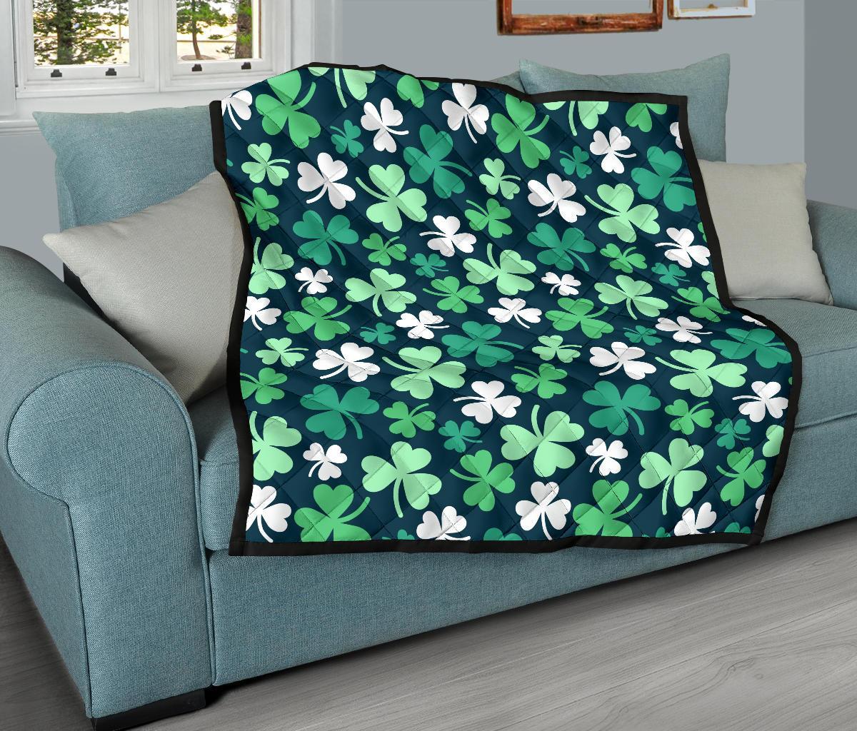 Shamrock Pattern Print Quilt-grizzshop