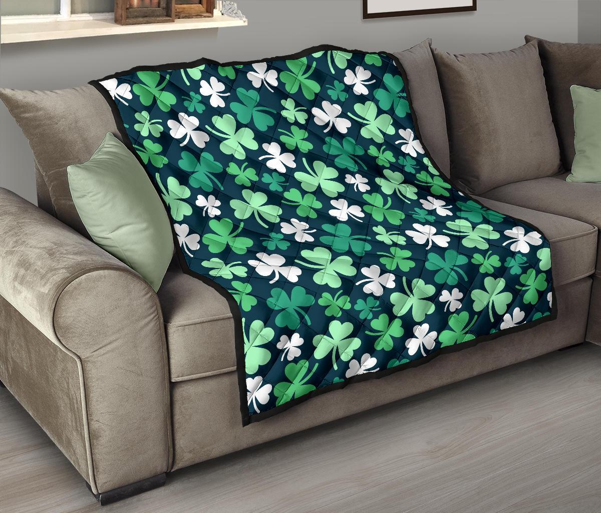 Shamrock Pattern Print Quilt-grizzshop