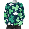 Shamrock Pattern Print Women's Sweatshirt-grizzshop