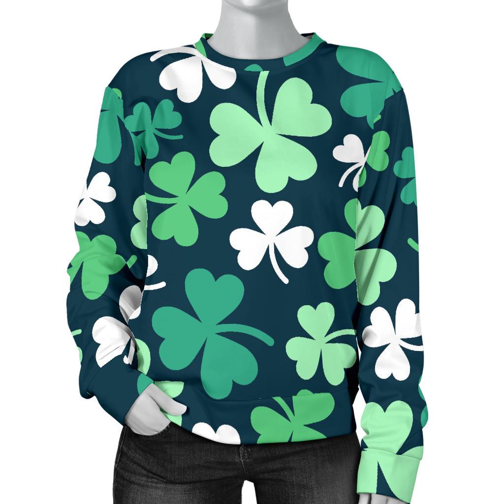 Shamrock Pattern Print Women's Sweatshirt-grizzshop