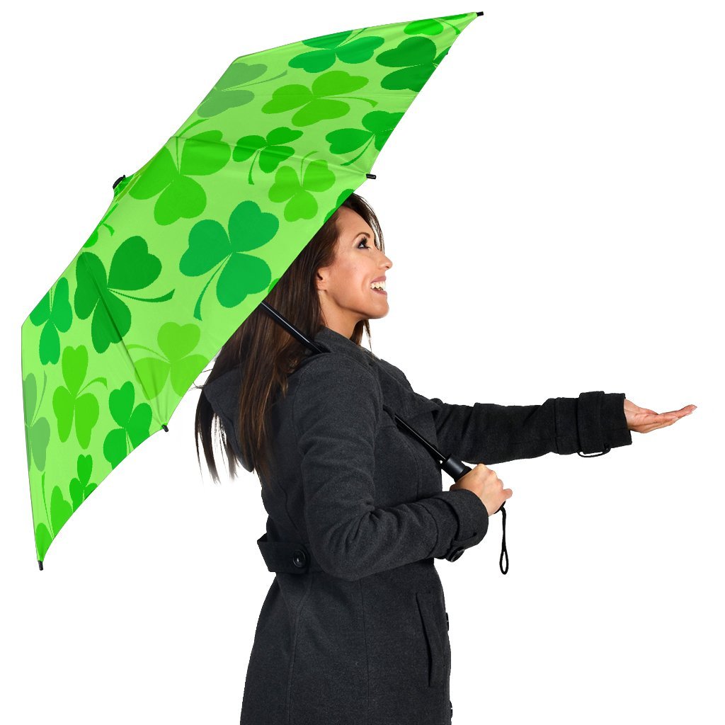 Shamrock St Patrick's Day Pattern Print Automatic Foldable Umbrella-grizzshop