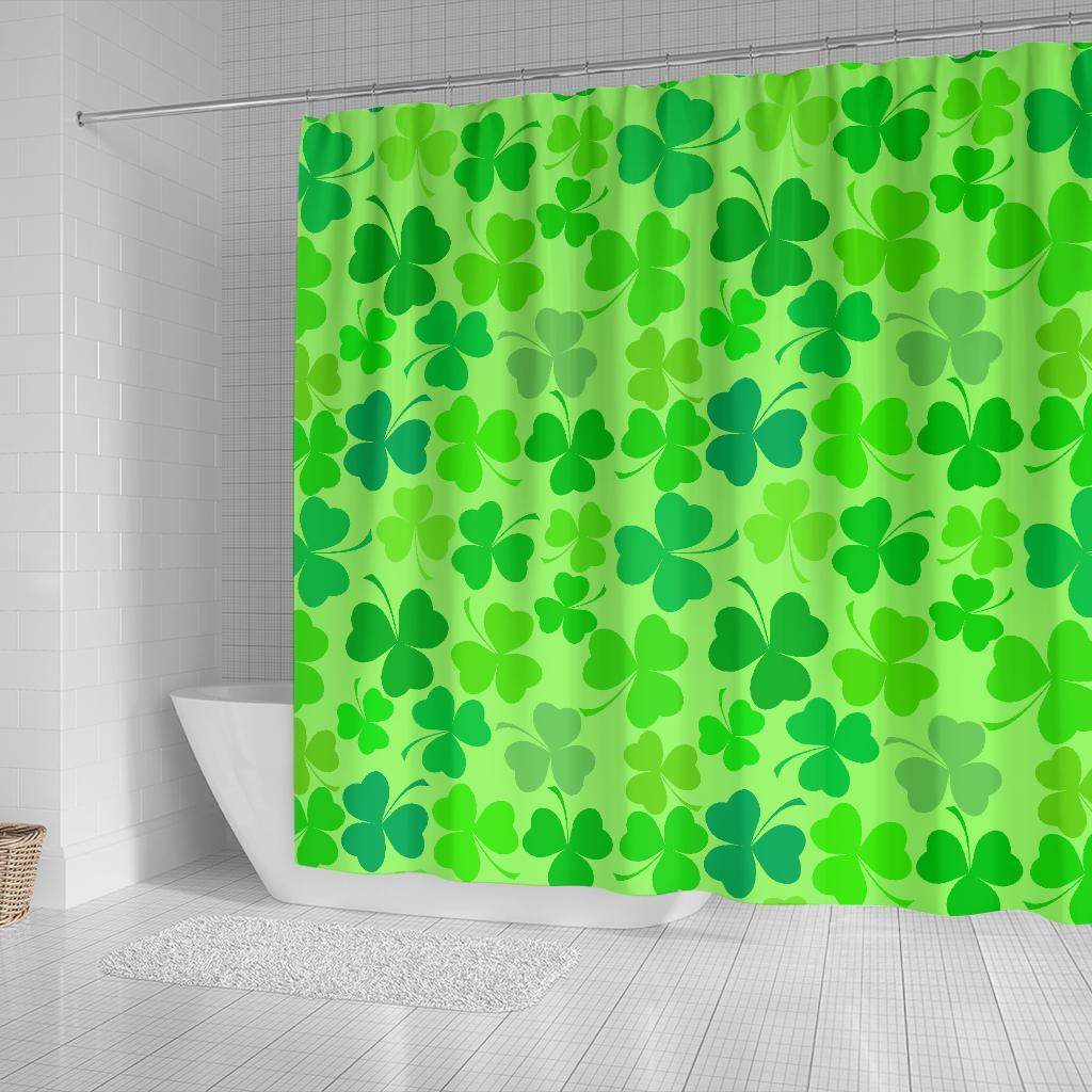 Shamrock St Patrick's Day Pattern Print Bathroom Shower Curtain-grizzshop