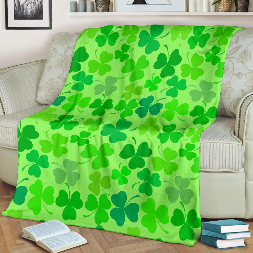 Shamrock St Patrick's Day Pattern Print Blanket-grizzshop