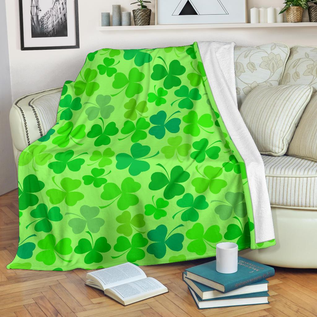 Shamrock St Patrick's Day Pattern Print Blanket-grizzshop