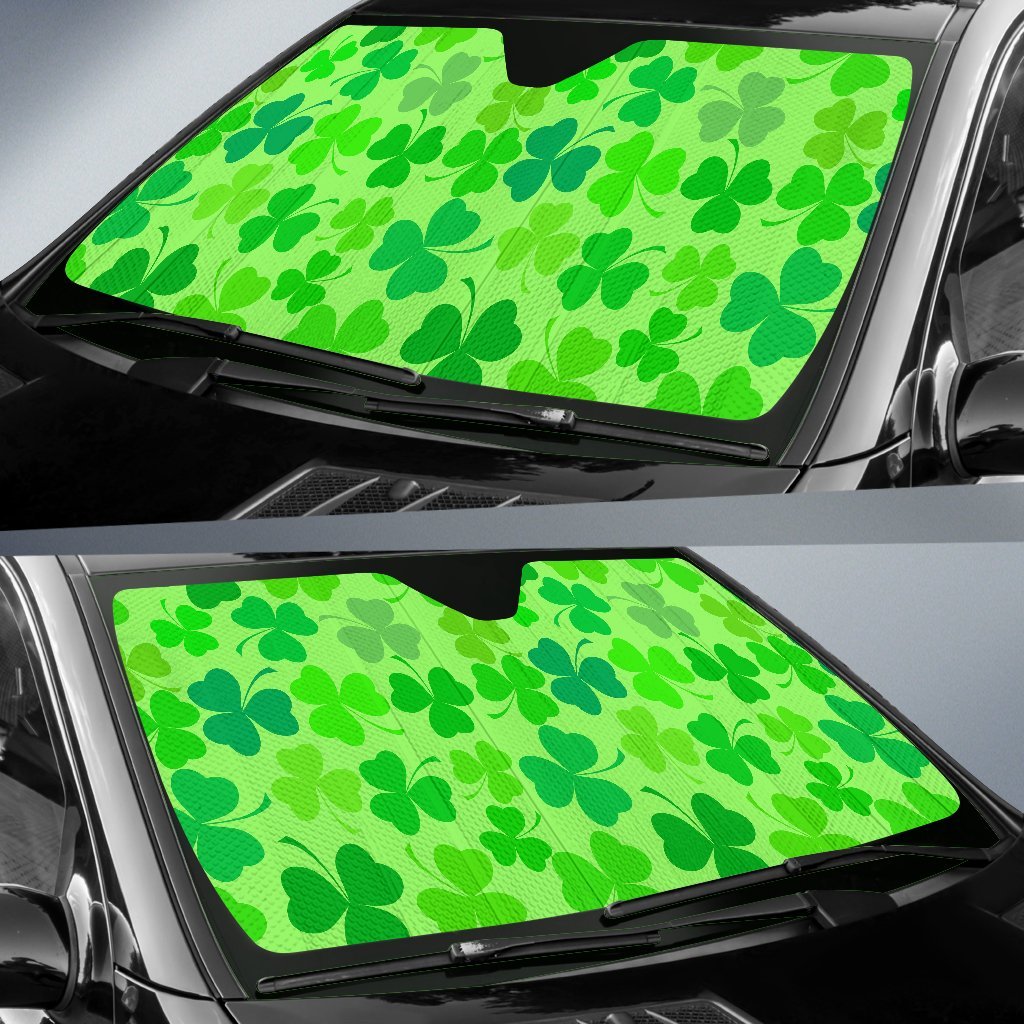 Shamrock St Patrick's Day Pattern Print Car Sun Shade-grizzshop