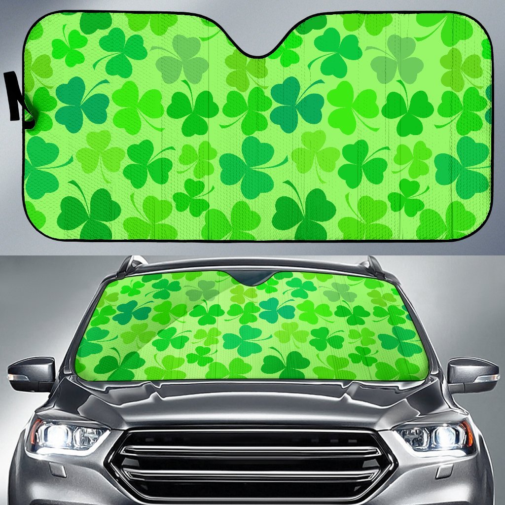 Shamrock St Patrick's Day Pattern Print Car Sun Shade-grizzshop