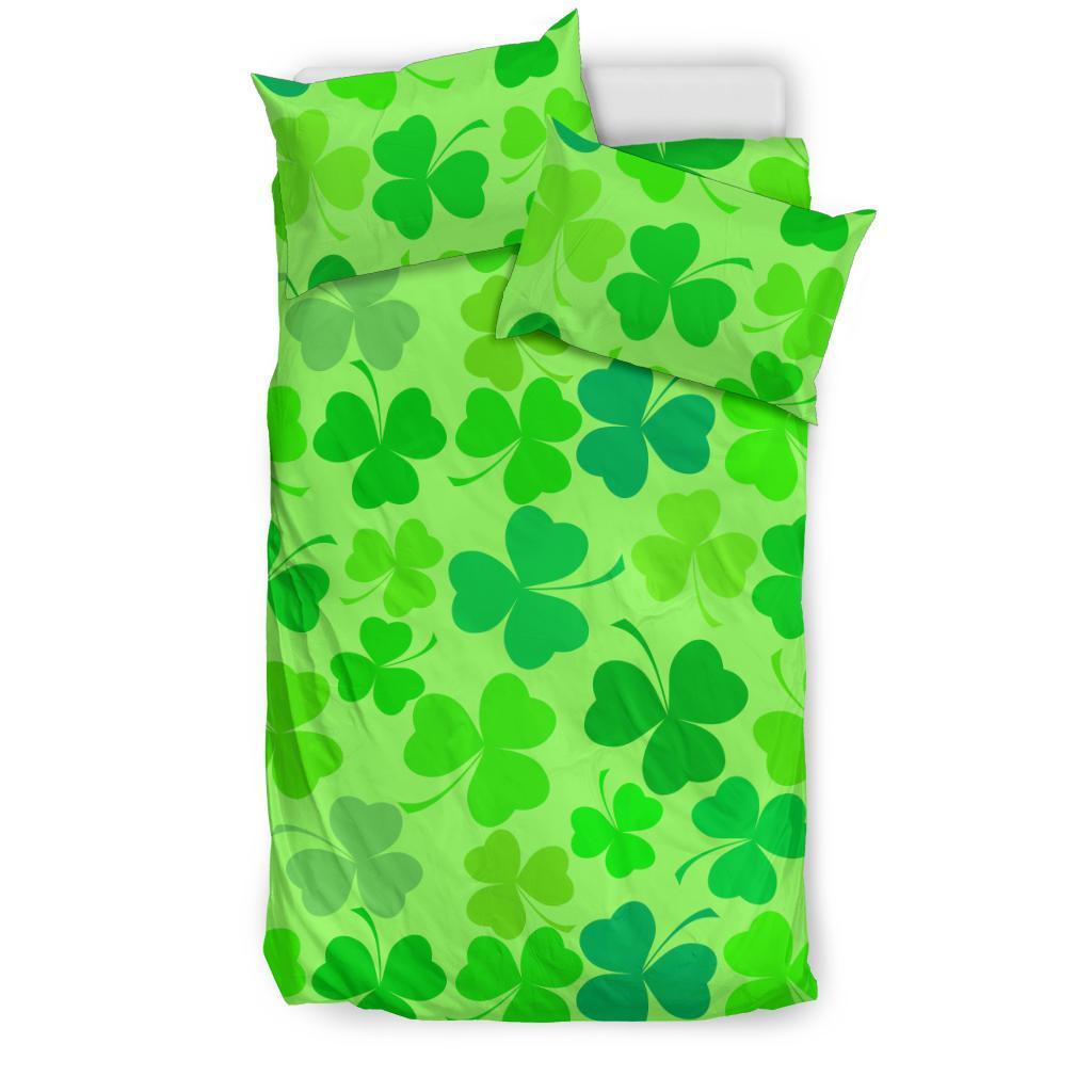 Shamrock St Patrick's Day Pattern Print Duvet Cover Bedding Set-grizzshop