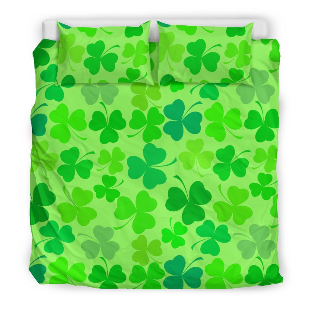Shamrock St Patrick's Day Pattern Print Duvet Cover Bedding Set-grizzshop