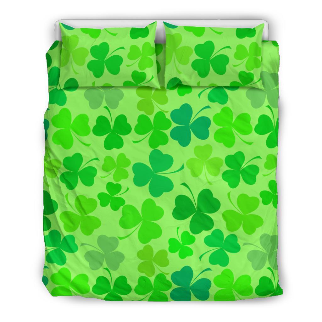 Shamrock St Patrick's Day Pattern Print Duvet Cover Bedding Set-grizzshop