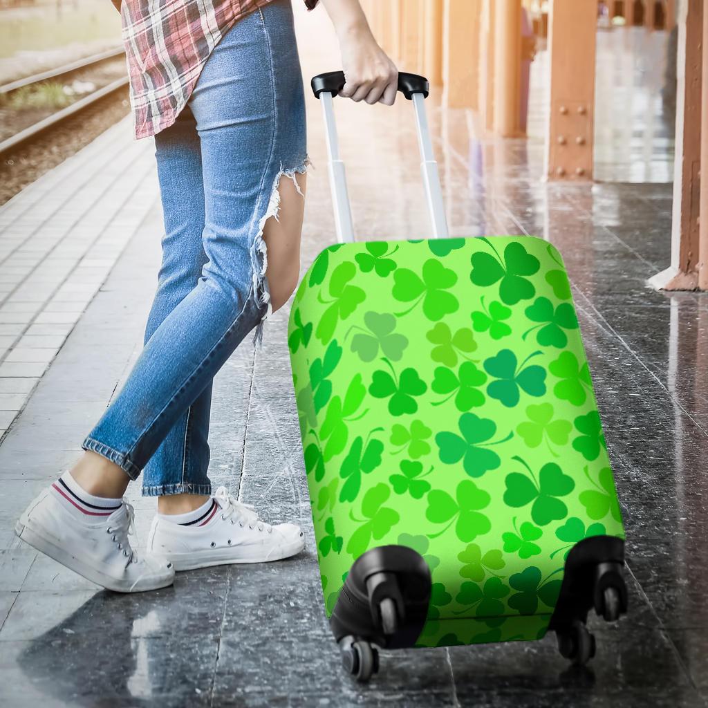 Shamrock St Patrick's Day Pattern Print Luggage Cover Protector-grizzshop