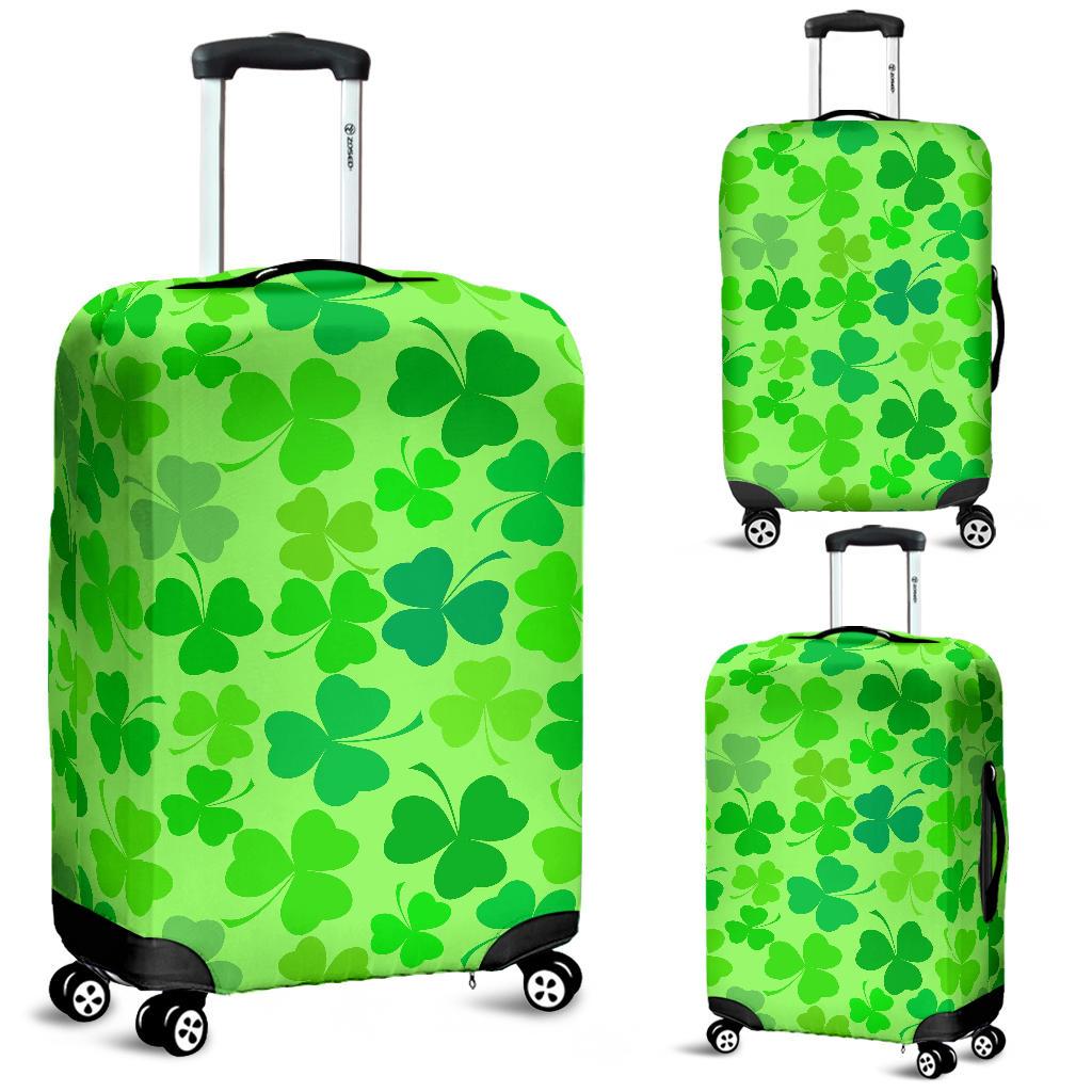 Shamrock St Patrick's Day Pattern Print Luggage Cover Protector-grizzshop