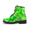 Shamrock St Patrick's Day Pattern Print Men Women Leather Boots-grizzshop