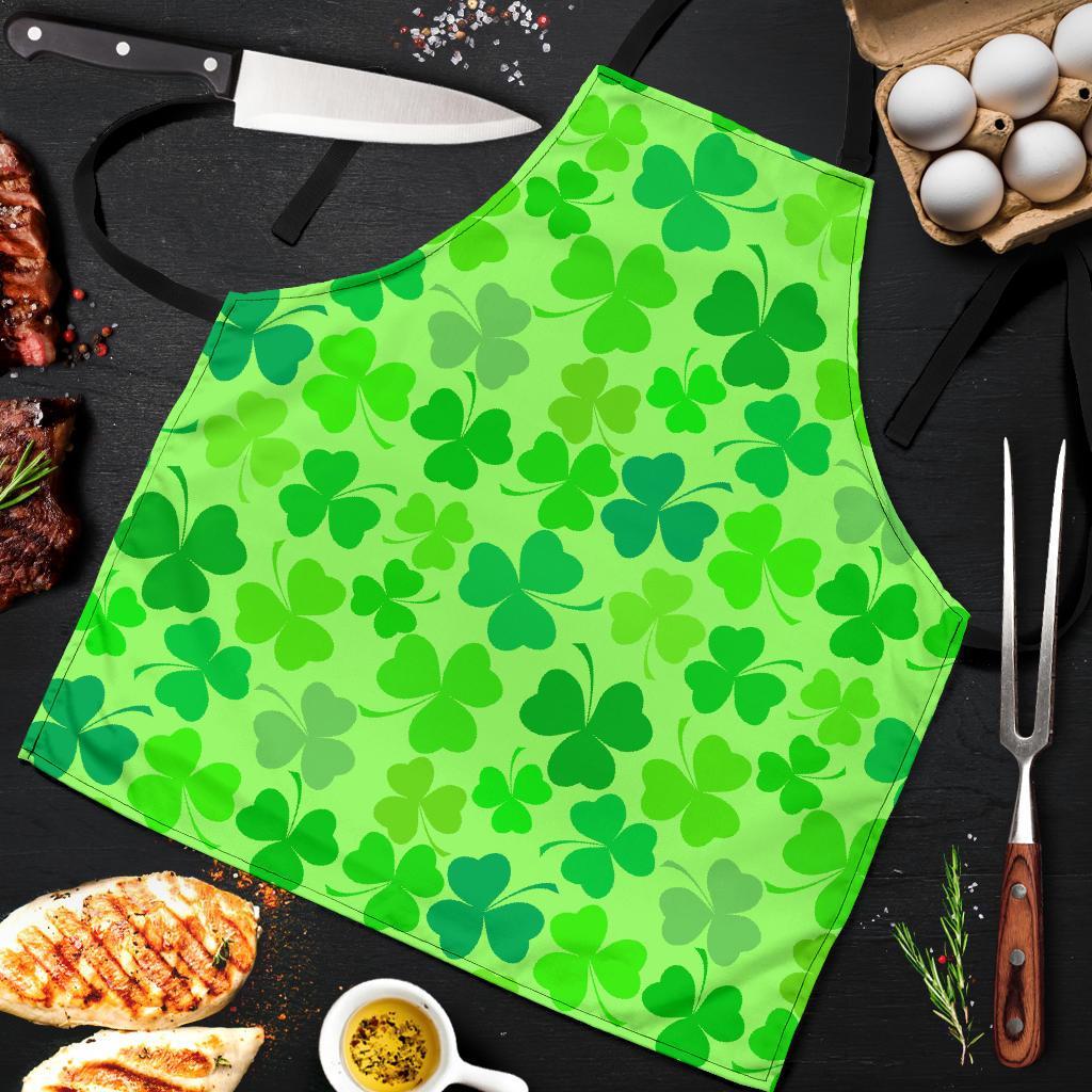 Shamrock St Patrick's Day Pattern Print Men's Apron-grizzshop