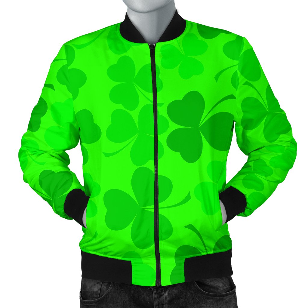 Shamrock St Patrick's Day Pattern Print Men's Bomber Jacket-grizzshop