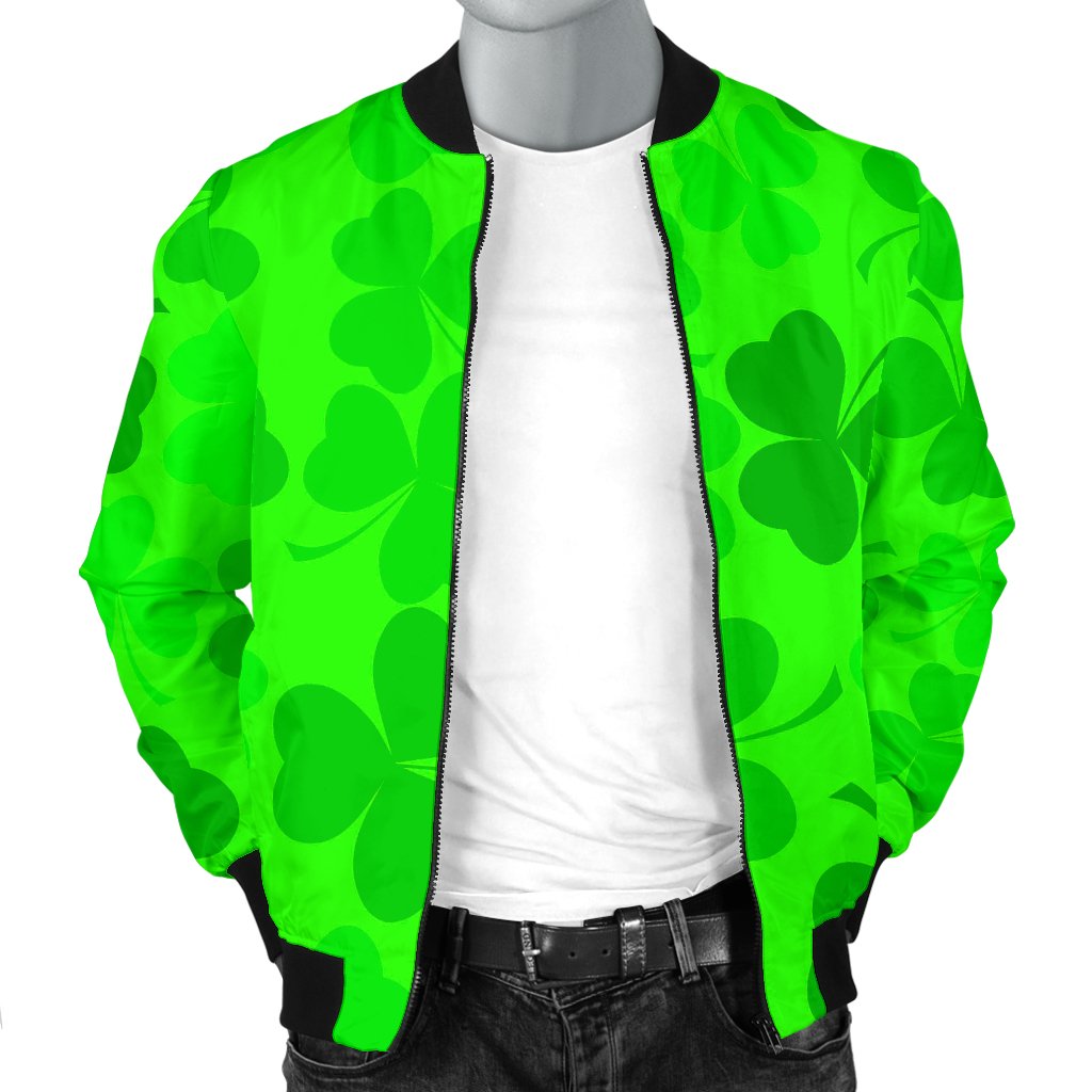 Shamrock St Patrick's Day Pattern Print Men's Bomber Jacket-grizzshop