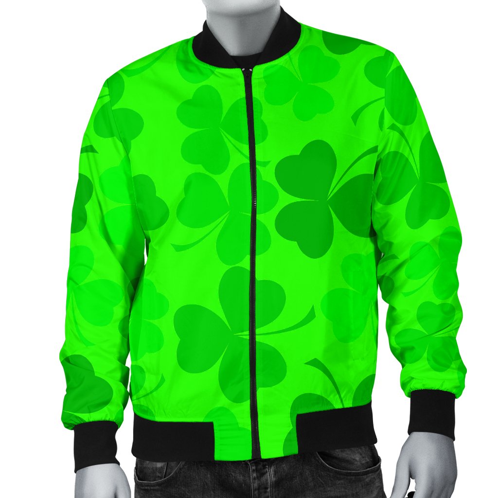 Shamrock St Patrick's Day Pattern Print Men's Bomber Jacket-grizzshop