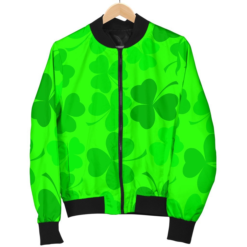 Shamrock St Patrick's Day Pattern Print Men's Bomber Jacket-grizzshop