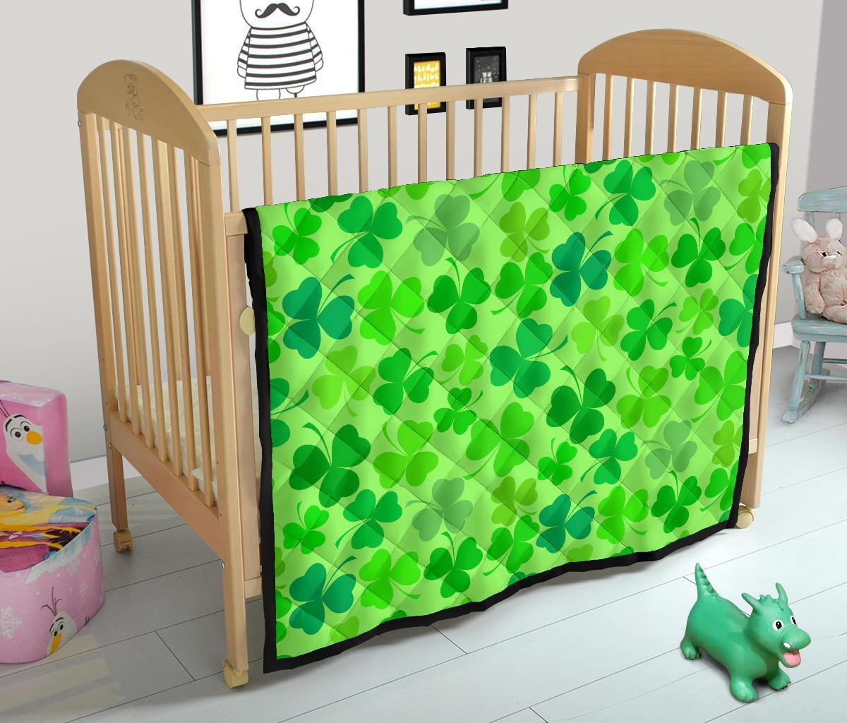 Shamrock St Patrick's Day Pattern Print Quilt-grizzshop