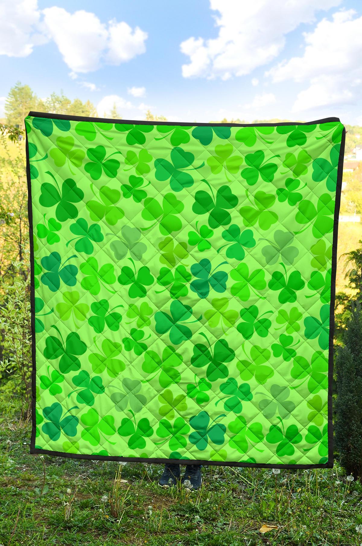 Shamrock St Patrick's Day Pattern Print Quilt-grizzshop