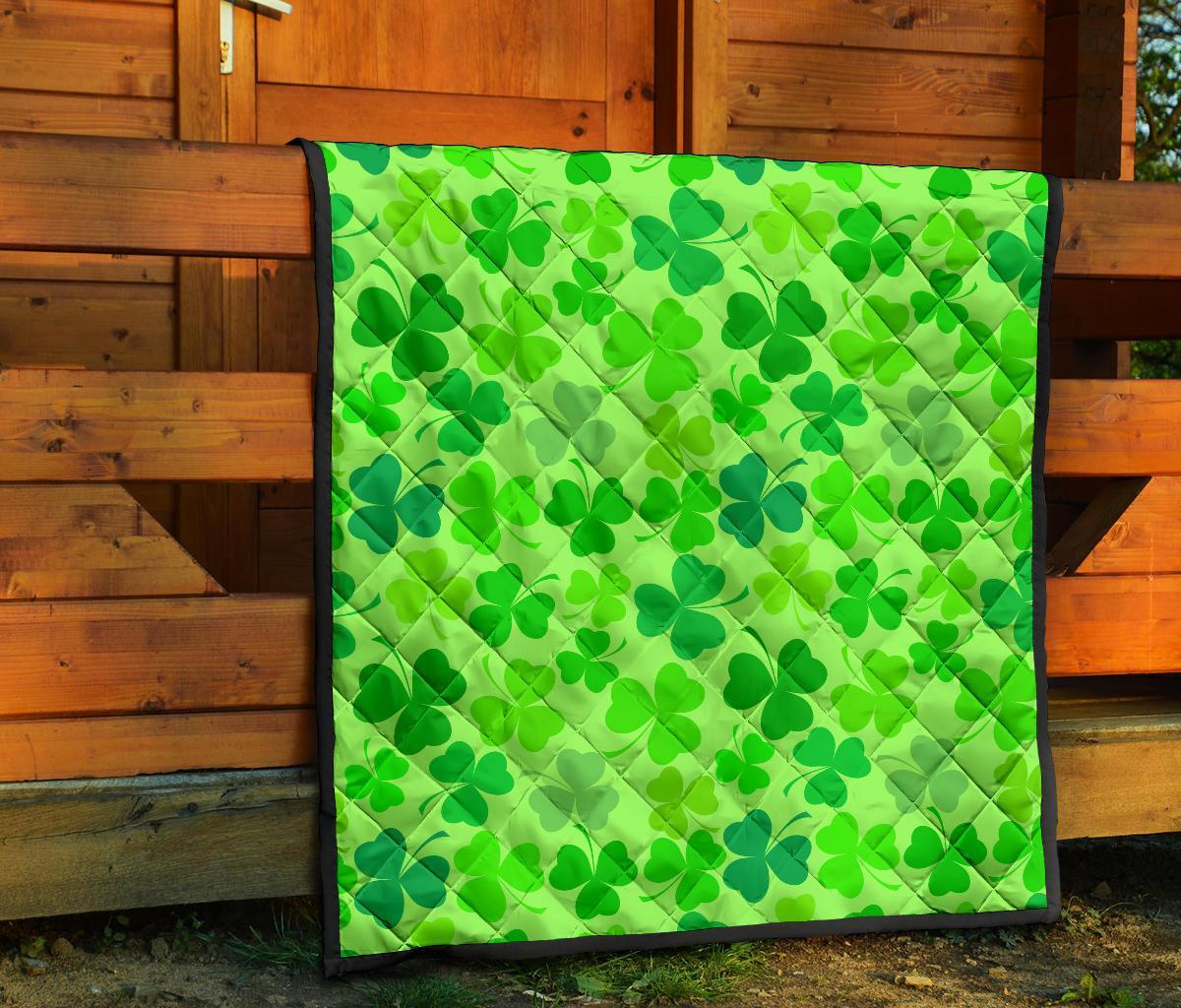 Shamrock St Patrick's Day Pattern Print Quilt-grizzshop