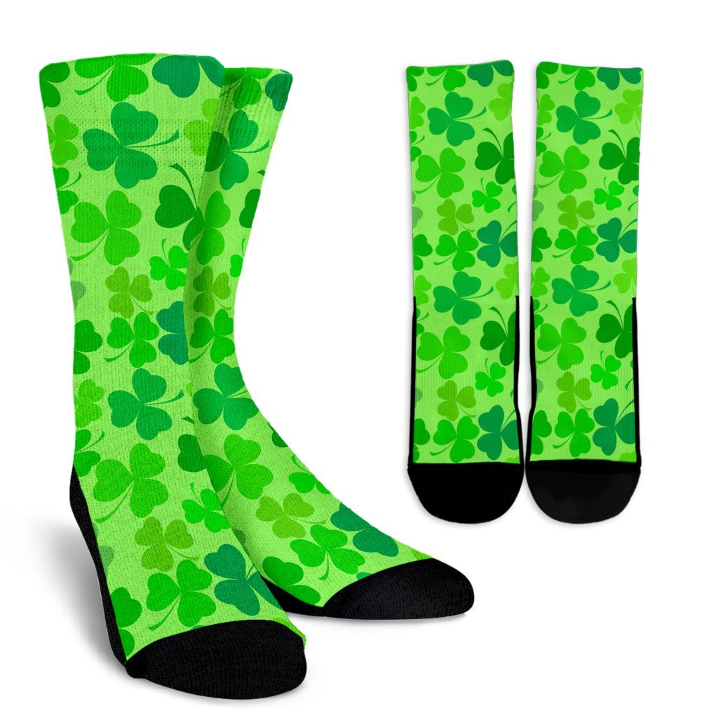 Shamrock St Patrick's Day Pattern Print Unisex Crew Socks-grizzshop