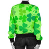 Shamrock St Patrick's Day Pattern Print Women Casual Bomber Jacket-grizzshop