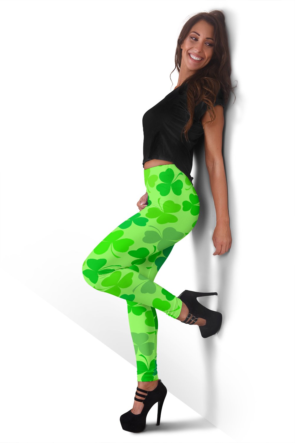 Shamrock St Patrick's Day Pattern Print Women Leggings-grizzshop