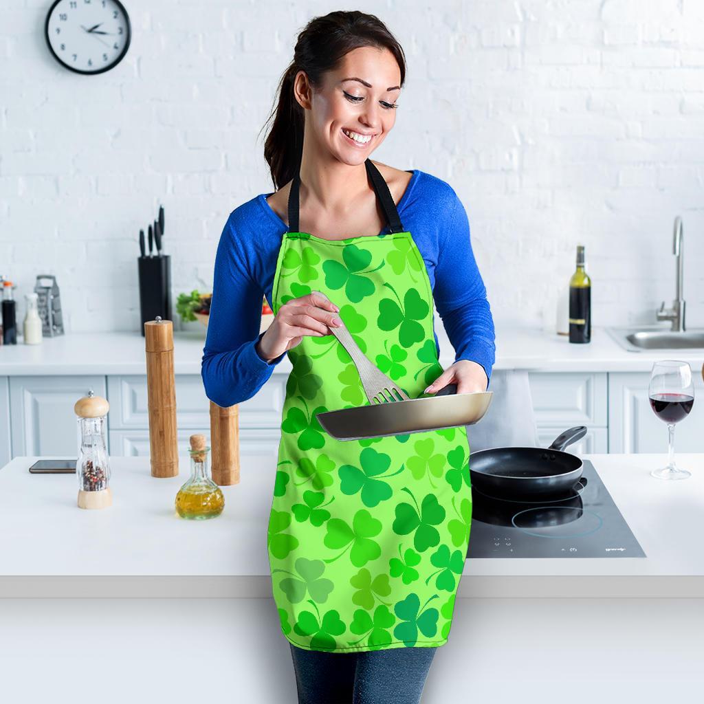 Shamrock St Patrick's Day Pattern Print Women's Apron-grizzshop