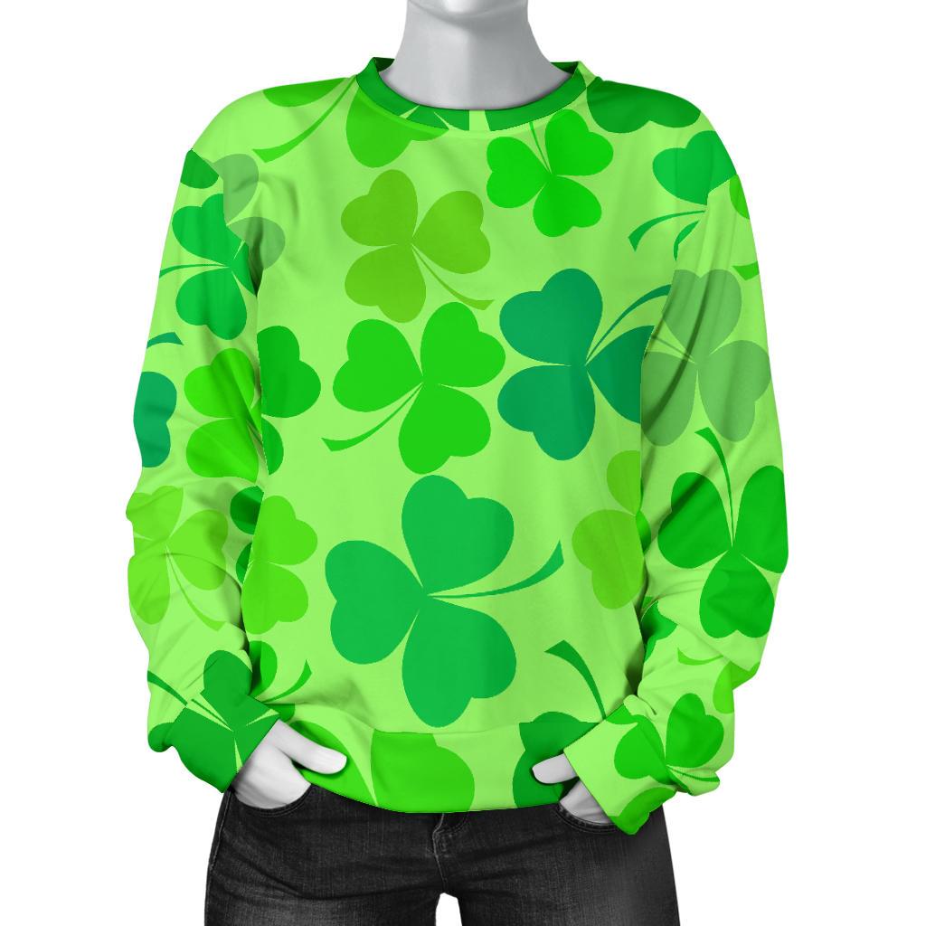 Shamrock St Patrick's Day Pattern Print Women's Sweatshirt-grizzshop