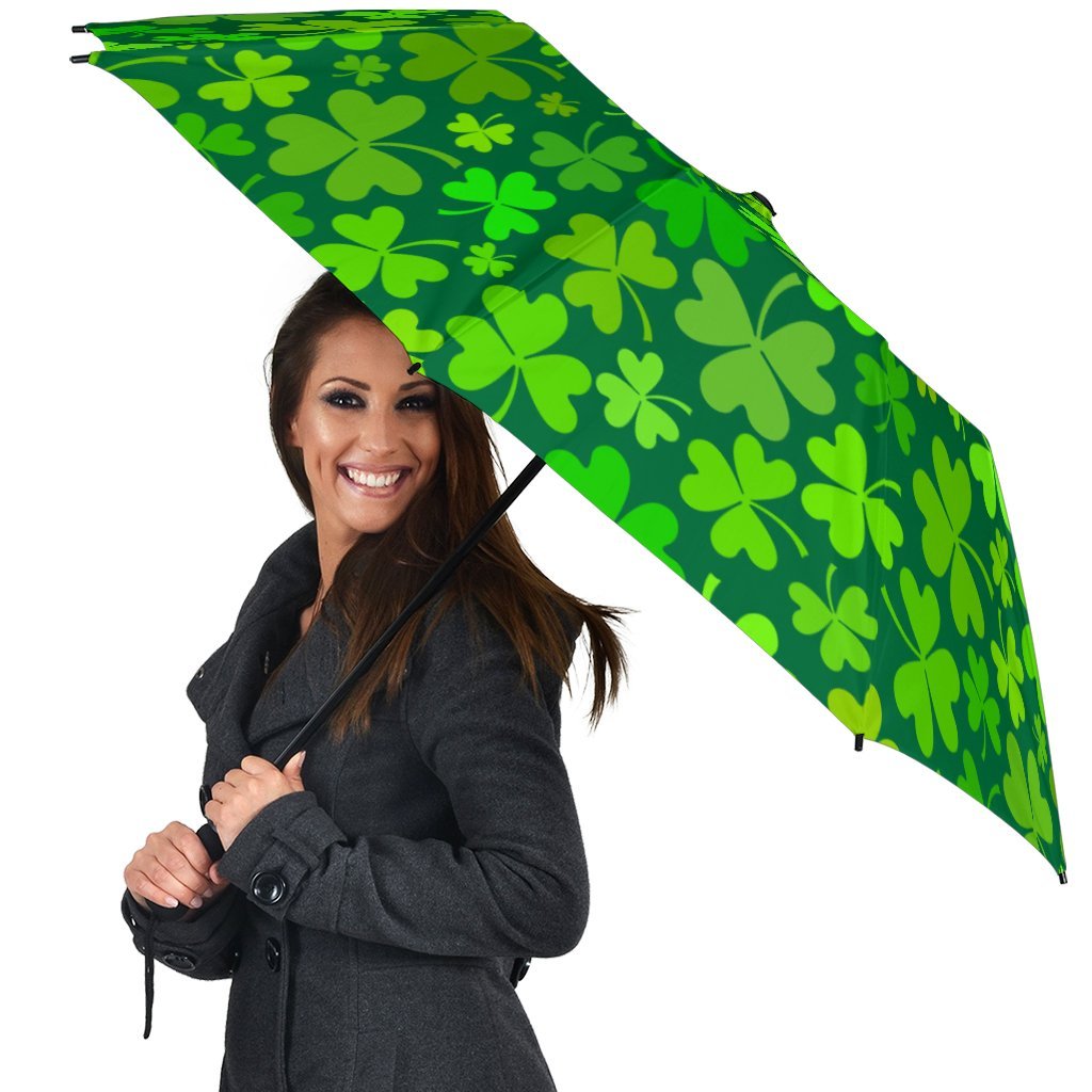 Shamrock St Patrick's Day Print Pattern Automatic Foldable Umbrella-grizzshop