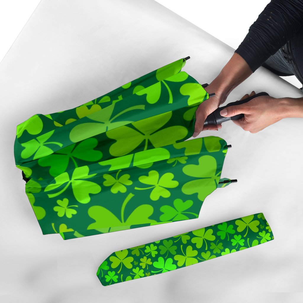 Shamrock St Patrick's Day Print Pattern Automatic Foldable Umbrella-grizzshop