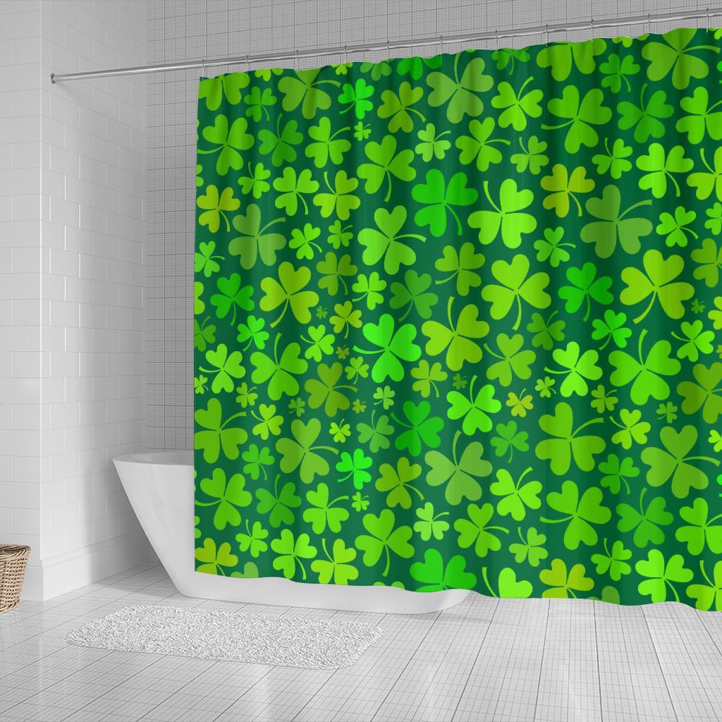 Shamrock St Patrick's Day Print Pattern Bathroom Shower Curtain-grizzshop