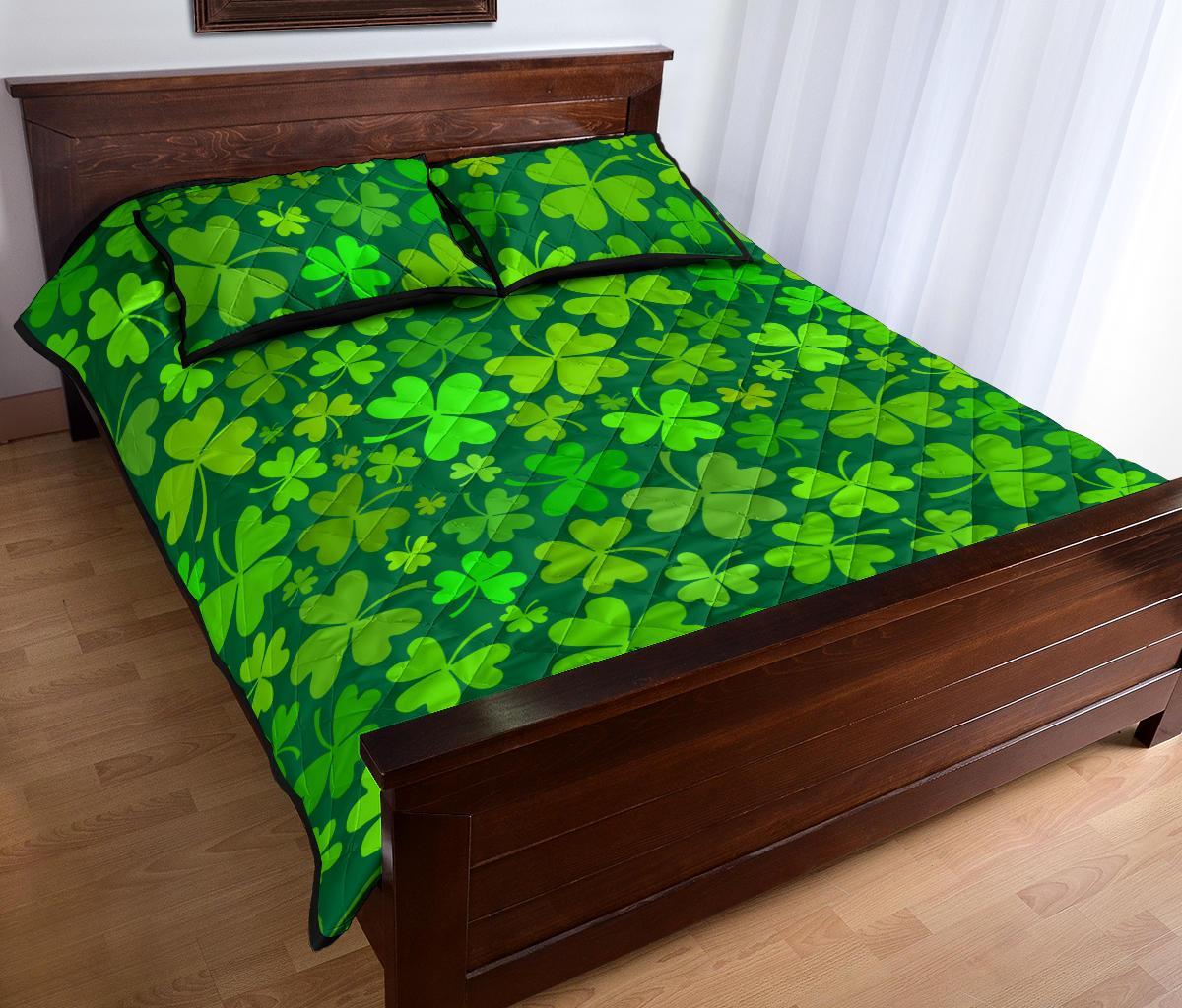 Shamrock St Patrick's Day Print Pattern Bed Set Quilt-grizzshop